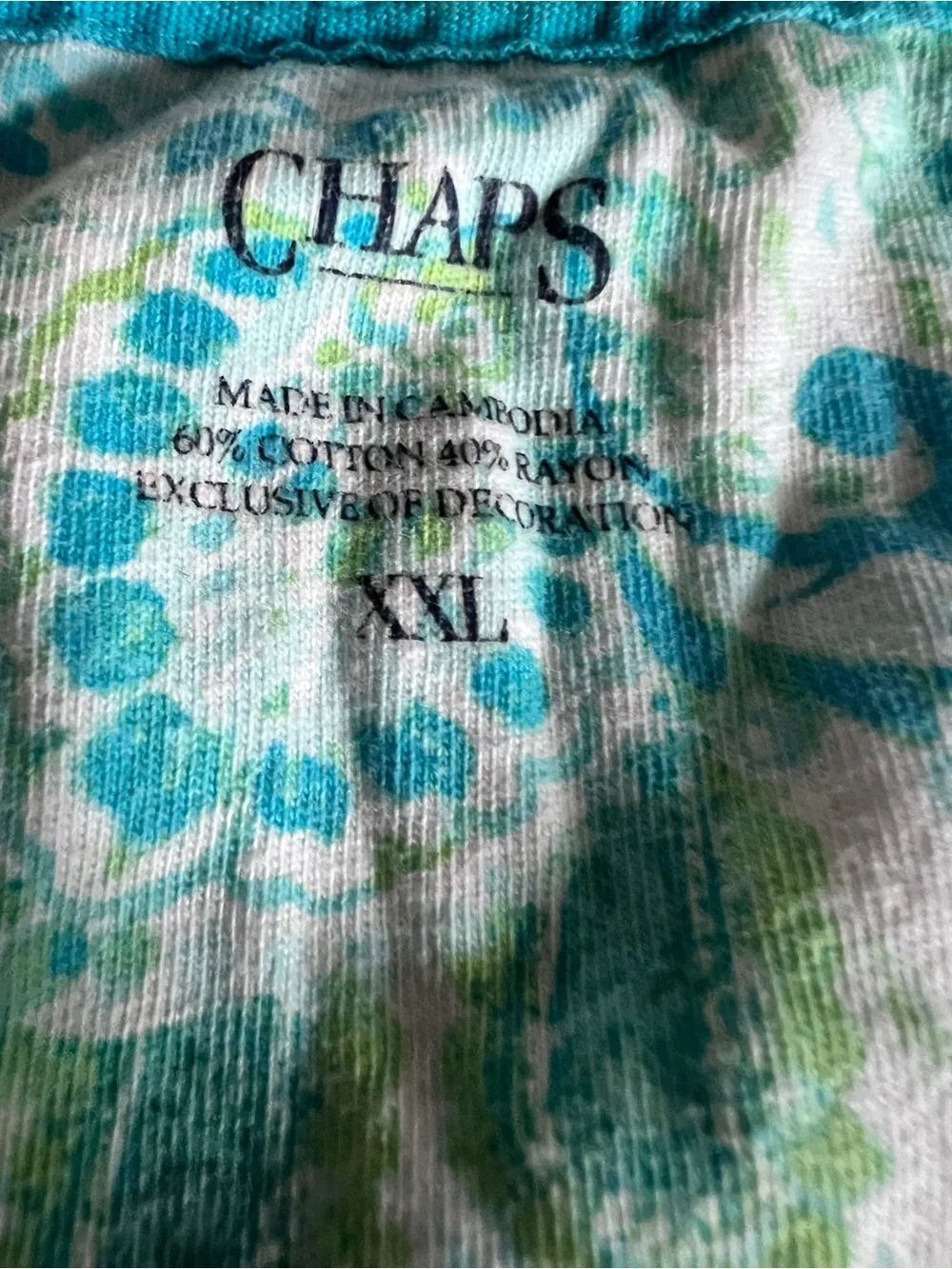 Chaps Paisley Sleeveless Nightgown XXL Cotton Rayon Blue Pink Lounge Sleep